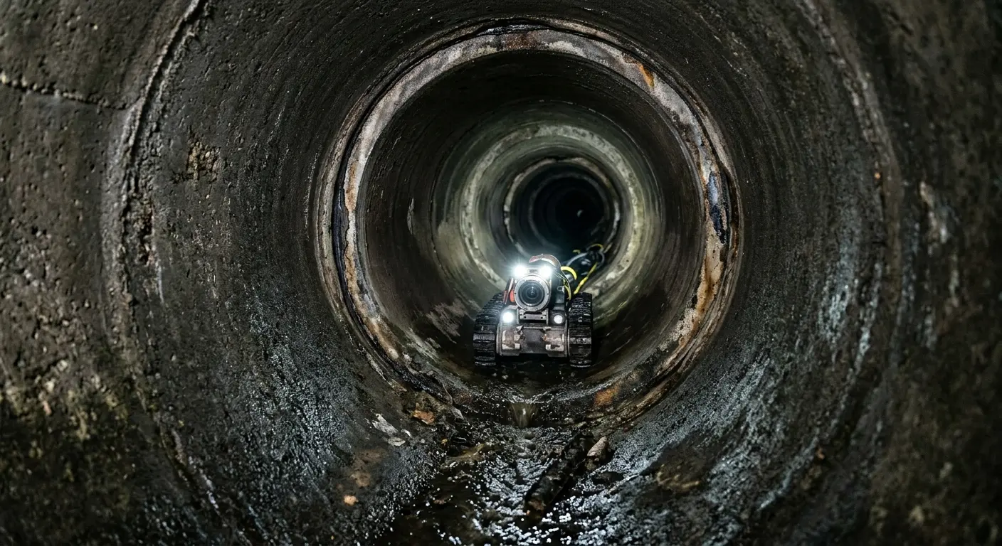 Robotic sewer camera inspecting pipe interior for Drain Snake Service in Redmond